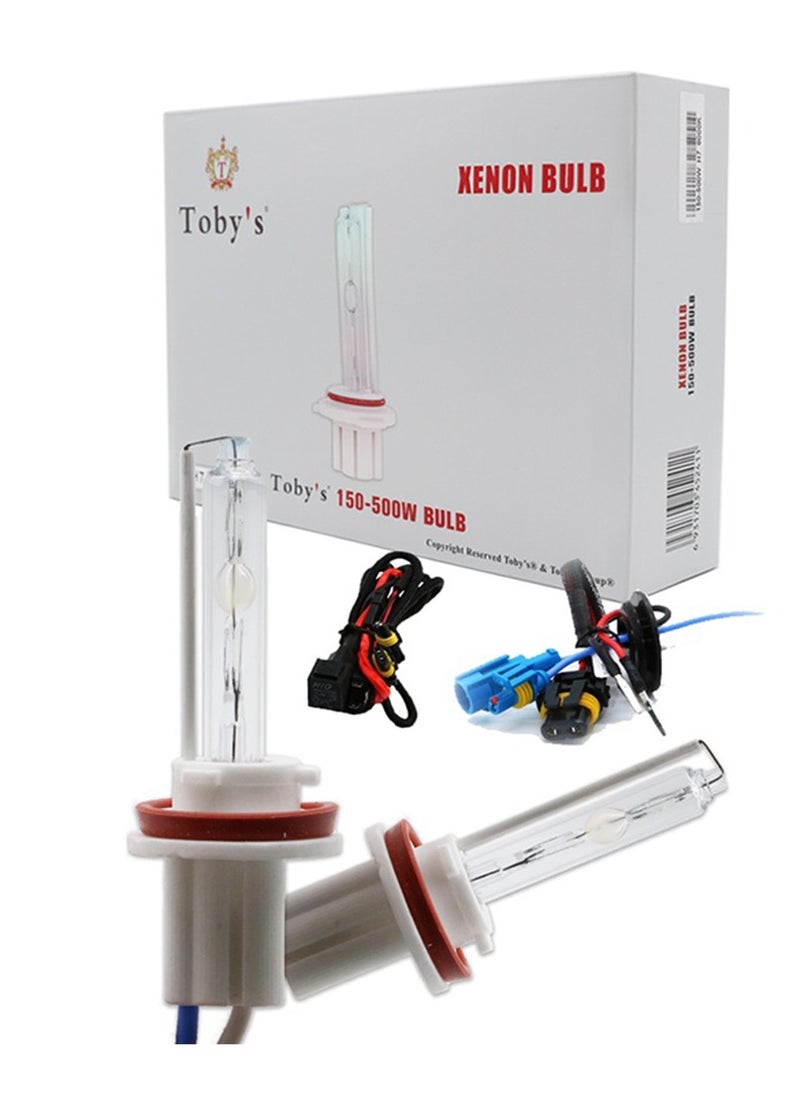 Toby's Toby's New H11 Xenon 6000K White HID Xenon Replacement Bulb 2 Bulbs Headlight High & Low Beam 500W Lamps Light 