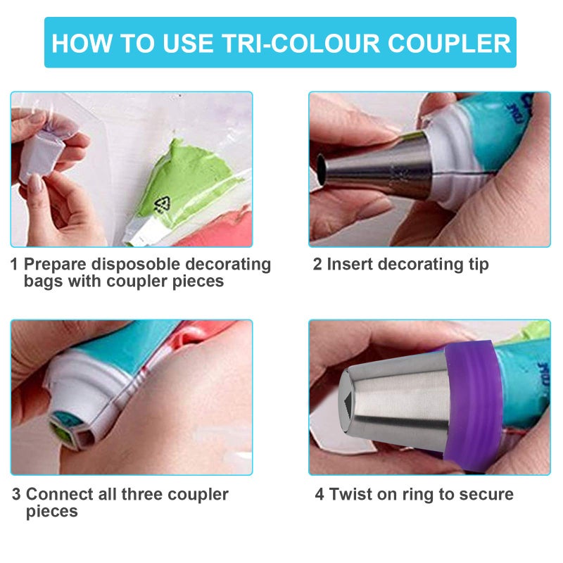 YLYL 47 Pcs Russian Piping Tips Set, 12 Flower Frosting Nozzles Icing Tips for Cake Decorating Tips Kit, Baking Supplies for Cookie Cupcake, 2 Leaf Piping Tips 2 Couplers 30 Pastry Baking Bags YLYL - Image 4