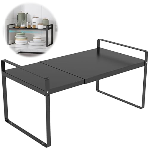 KOMOHOM Expandable Cabinet Shelf Organizer Rack，Kitchen Cabinet Shelves 11 Inch Deep，Adjustable Storage Shelves，Pantry Shelf(1 Pack) - Image 1