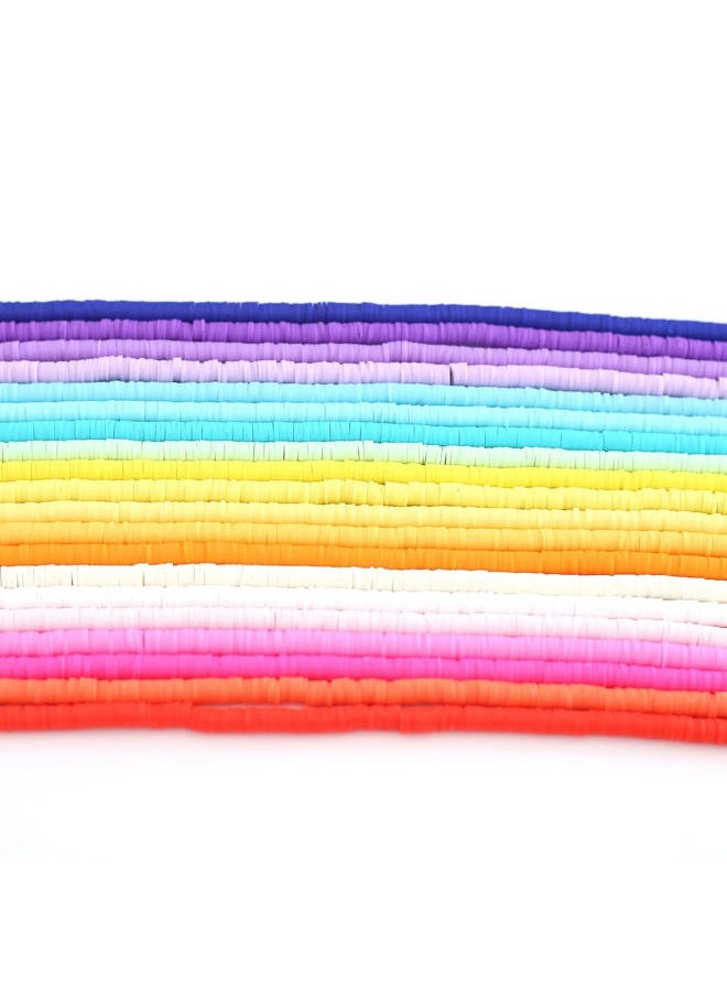 HERZWILD - 20 Strands Heishi Clay Beads Mixed Color Clay Beads 7200 PCS Pink Yellow White Flat Handmade Polymer Clay Beads for Jewelry Making Necklace Bracelet Earrings Finding(color20) - Image 1