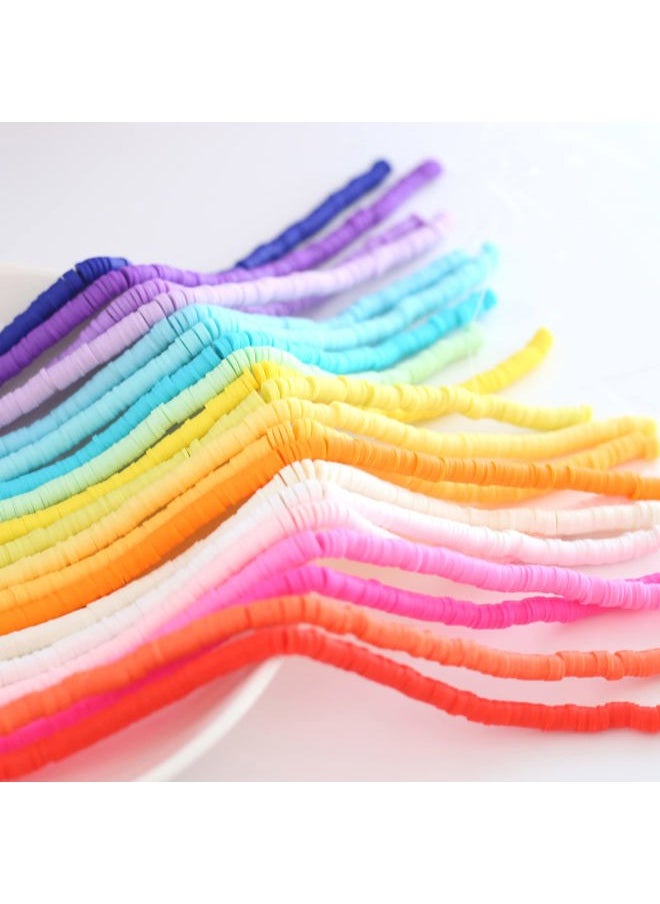 HERZWILD - 20 Strands Heishi Clay Beads Mixed Color Clay Beads 7200 PCS Pink Yellow White Flat Handmade Polymer Clay Beads for Jewelry Making Necklace Bracelet Earrings Finding(color20) - Image 1