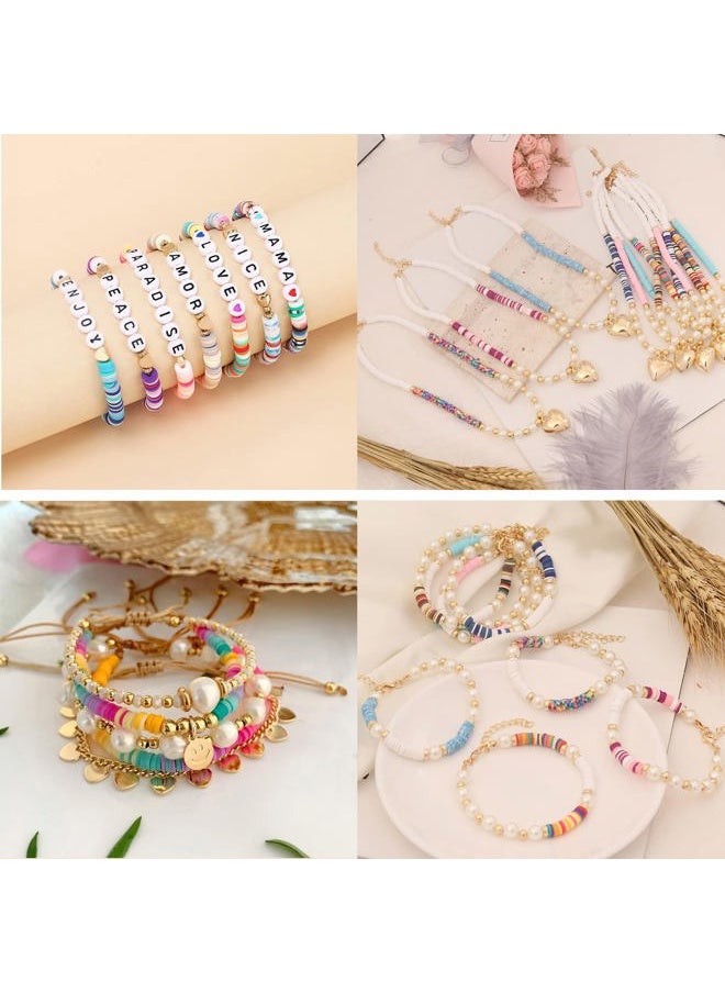 HERZWILD - 20 Strands Heishi Clay Beads Mixed Color Clay Beads 7200 PCS Pink Yellow White Flat Handmade Polymer Clay Beads for Jewelry Making Necklace Bracelet Earrings Finding(color20) - Image 1