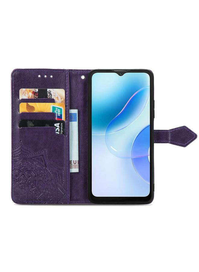 اس-توب جراب لهاتف Blackview A53 مصنوع من الجلد المنقوش بزهرة ماندالا - Image 3