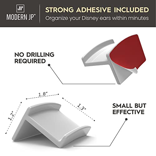 Modern JP خطافات لاصقة حديثة لأذني ديزني (عبوة 8) - حامل أذني ديزني بتصميم بسيط، حامل رأس بدون حفر، منظم رأس قوي - براءة اختراع أمريكية، أبيض - Image 3