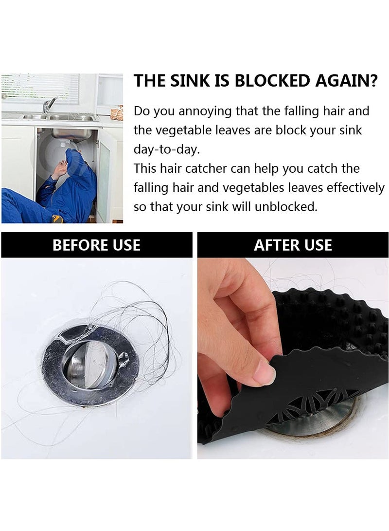 SYOSI 6Pcs Sink Drain Strainer, Rubber Drain Hair Catcher Drain Strainers Protectors Suited for Kitchen Bathroom Bathtub Sink (Black) - Image 3