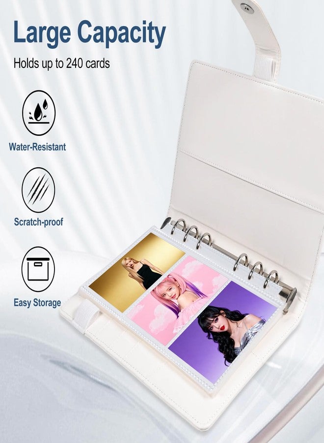 BYSTER A6 Kpop Photocard Binder with 40 Pack Inner Card Pages, 6 Ring Photocard Album with 240 Card Slots, PU Leather Binder Cover with Magnetic Buckle Closure - Image 4
