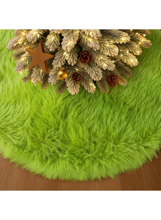 فتيرلي تنورة شجرة عيد الميلاد 36 بوصة/90 سم، تنورة شجرة من الفرو الصناعي الأخضر، سجادة سميكة ناعمة من القطيفة لتزيين شجرة عيد الميلاد، حصيرة شجرة عيد الميلاد لزينة حفلات العطلات الداخلية وديكورات المنزل - Image 1