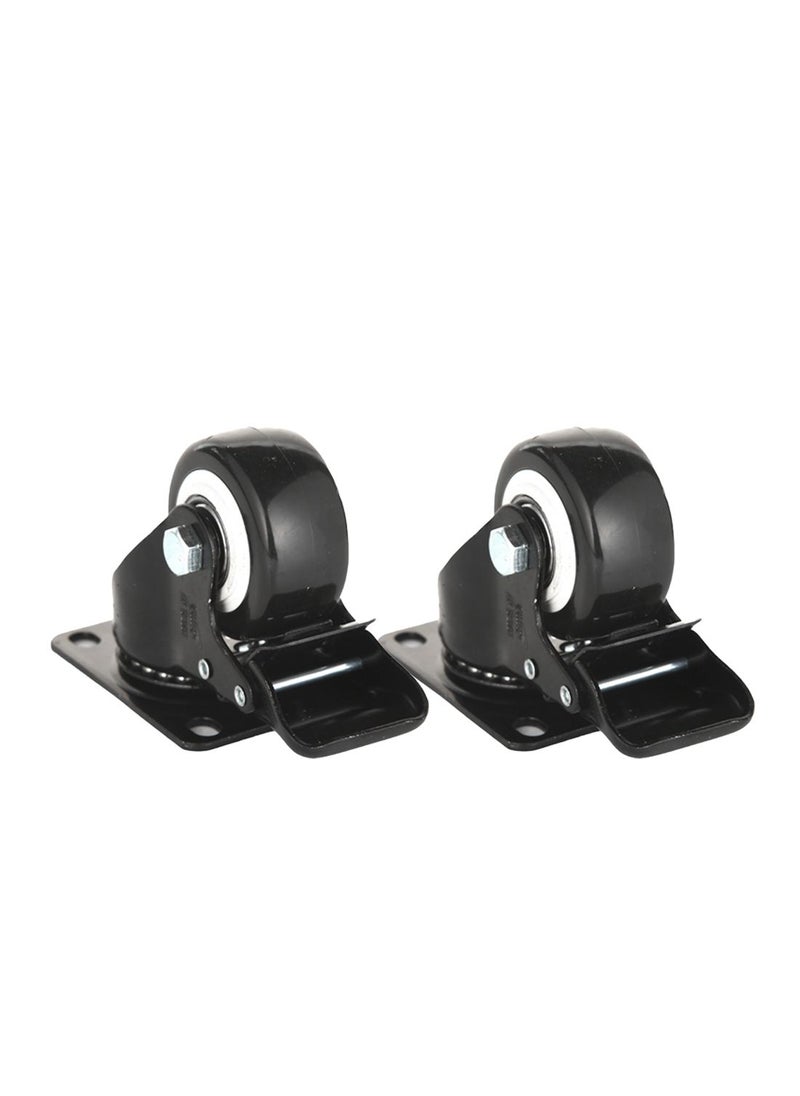 BMB tools 2-Piece 1.5inch Black PVC White Rim Caster - Swivel with Brake - Plate  - Image 1