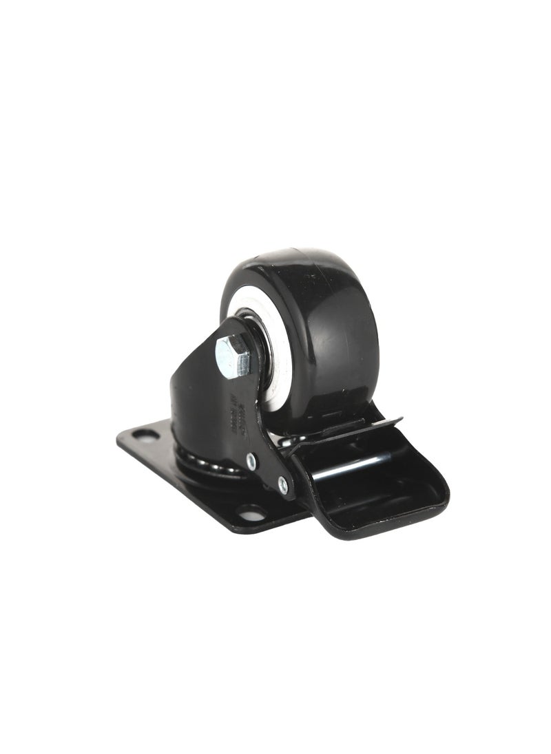 BMB tools 2-Piece 1.5inch Black PVC White Rim Caster - Swivel with Brake - Plate  - Image 3