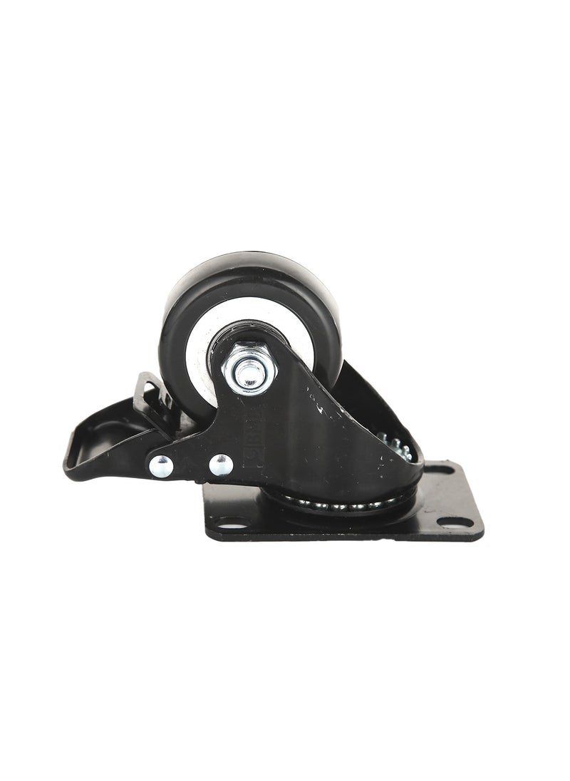 BMB tools 2-Piece 1.5inch Black PVC White Rim Caster - Swivel with Brake - Plate  - Image 2