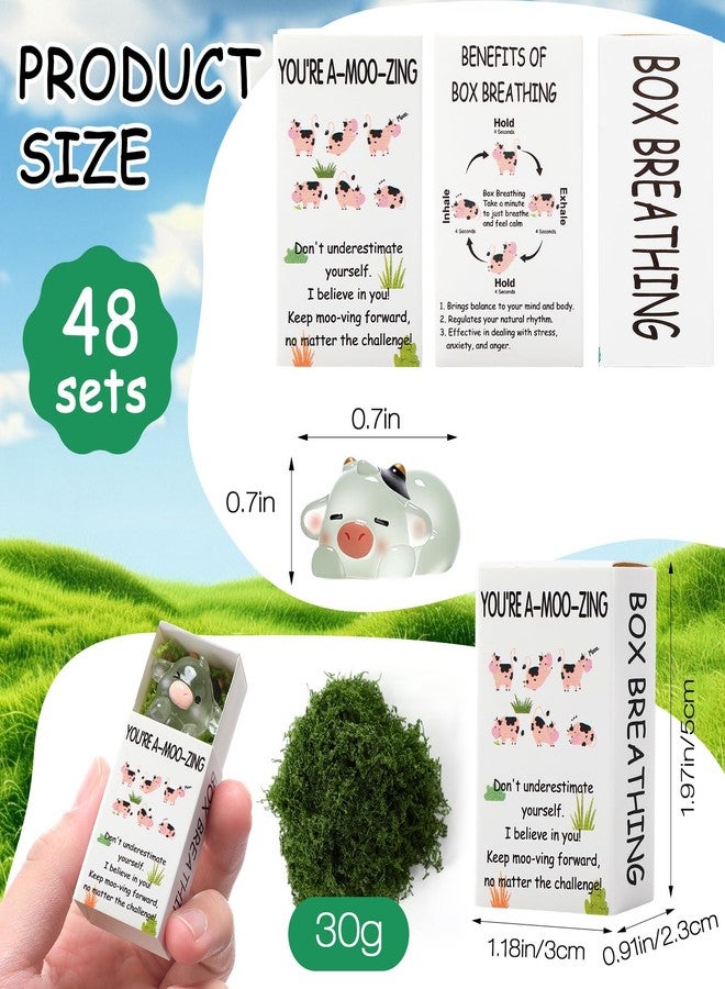 Cinnvoice 48 Set Bulk Gifts for Mothers Day Teacher Appreciation Gifts Nurse Week Employee Coworker Graduation Emotional Support Luminous Resin Animals Breathing Box(Milk Cow - Image 3