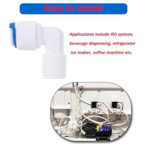 JIUWU Quick Connect 1/4-Inch to 1/4-Inch Male RO Reverse Osmosis Water Filter Fitting Male Elbow Pack of 5 - Image 3
