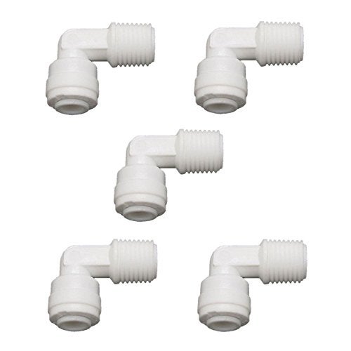 JIUWU Quick Connect 1/4-Inch to 1/4-Inch Male RO Reverse Osmosis Water Filter Fitting Male Elbow Pack of 5 - Image 2