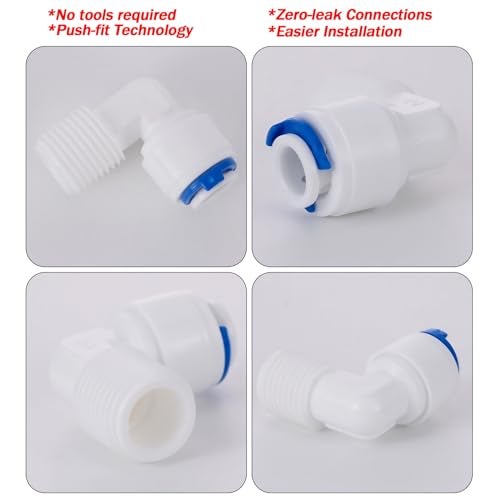 JIUWU Quick Connect 1/4-Inch to 1/4-Inch Male RO Reverse Osmosis Water Filter Fitting Male Elbow Pack of 5 - Image 5