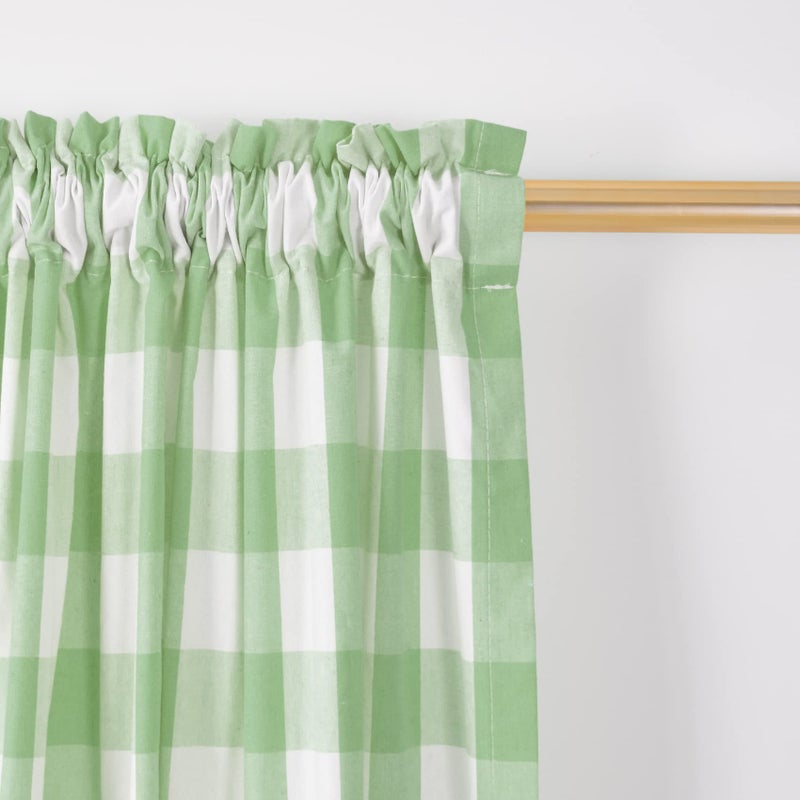 NATUS WEAVER Buffalo Tier Curtains 30 inch Length Plaid Gingham Rod Pocket Short Window Small Kitchen Cafe Curtain Bathroom Window Curtains 2 Panels Green & White - Image 2