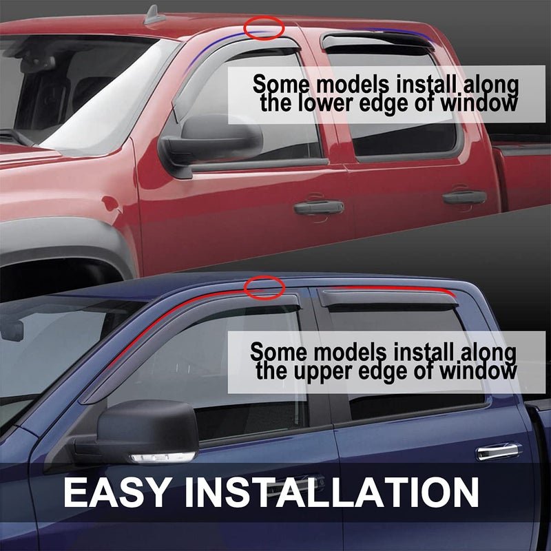 Puermto 94113 Side Window Wind Vent Deflector,4pcs Out-Channel Tape-On Nice Shade Rain Guards Set,Dark Smoke window visors fit for 1997-2001 Honda CR-V - Image 3