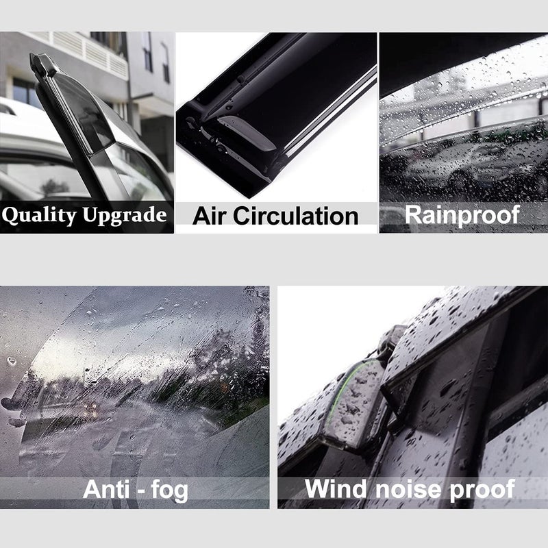 Puermto 94113 Side Window Wind Vent Deflector,4pcs Out-Channel Tape-On Nice Shade Rain Guards Set,Dark Smoke window visors fit for 1997-2001 Honda CR-V - Image 2