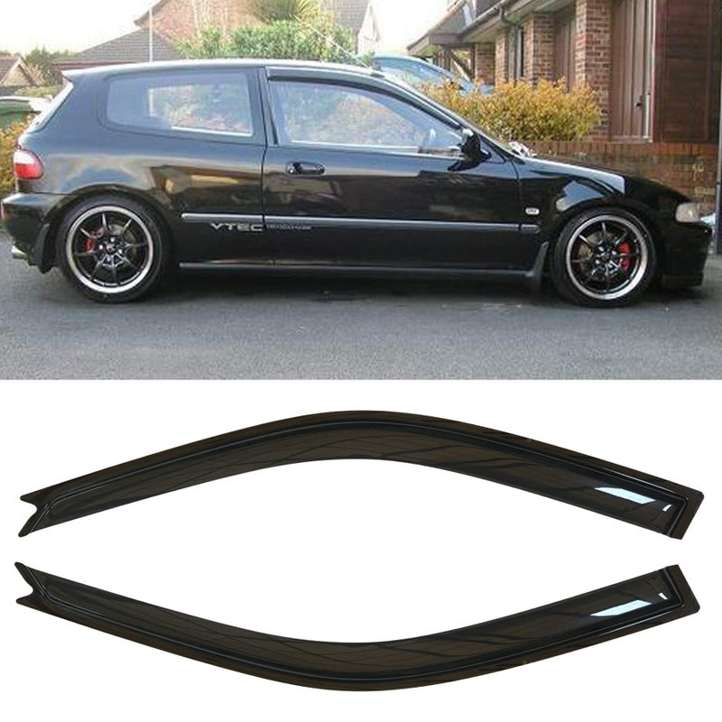Puermto 94113 Side Window Wind Vent Deflector,4pcs Out-Channel Tape-On Nice Shade Rain Guards Set,Dark Smoke window visors fit for 1997-2001 Honda CR-V - Image 1