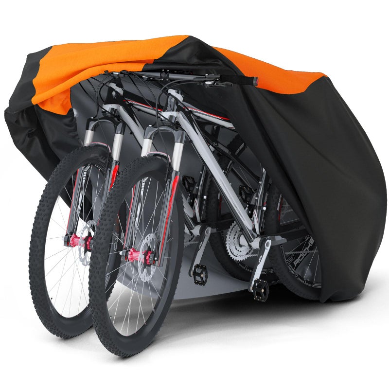 Favoto Bike Cover Waterproof Outdoor Bicycle Cover Thicken Oxford Windproof UV Snow Rustproof with Lock Hole Storage Bag for Mountain Road Bike City Bike Beach Cruiser Bike, Mid-Orange - Image 1