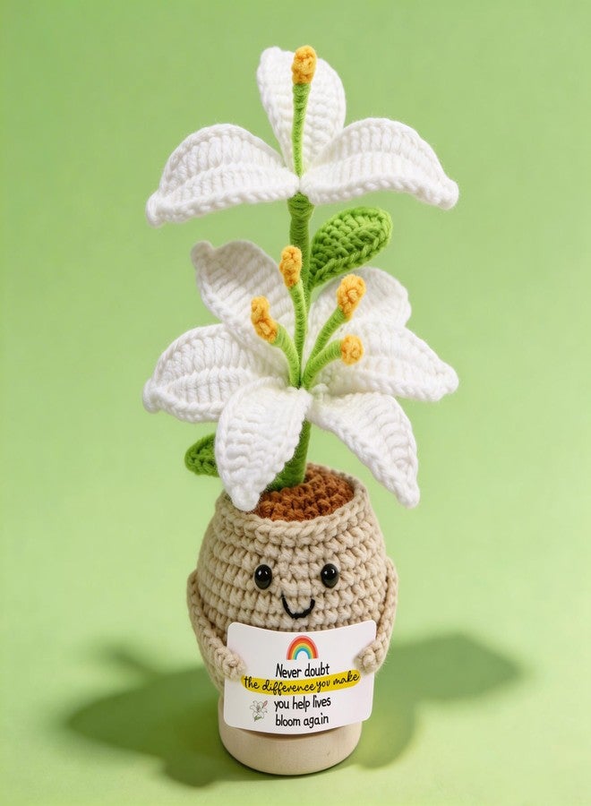 SmartDomo Occupational Therapy Gifts, Handmade Emotional Support Crochet Lily Flower, Gift for Nurse Doctors Mental Health OT PT Respiratory Therapists, Office Desk Decor, Women, Men - Image 1
