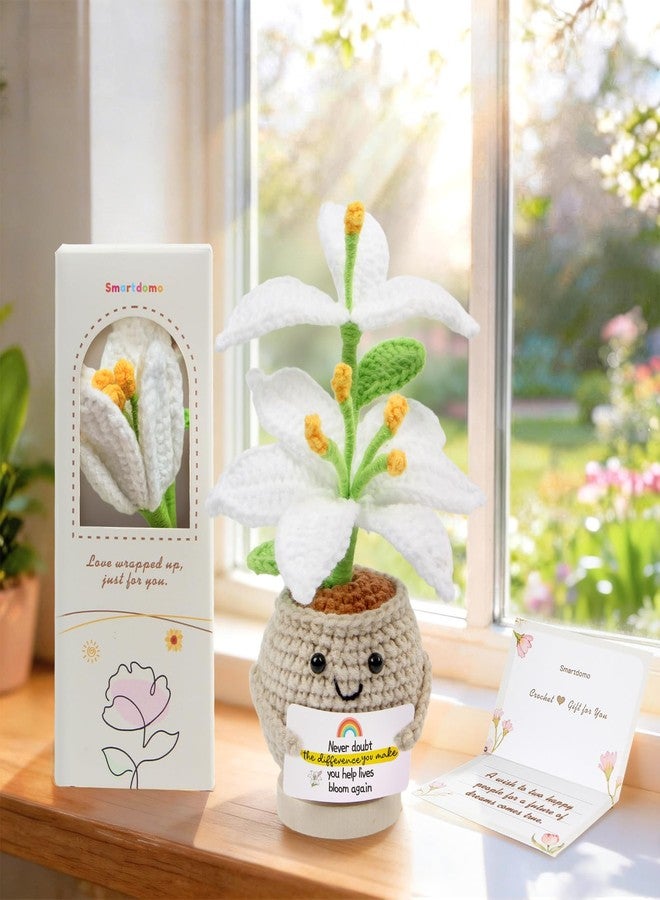 SmartDomo Occupational Therapy Gifts, Handmade Emotional Support Crochet Lily Flower, Gift for Nurse Doctors Mental Health OT PT Respiratory Therapists, Office Desk Decor, Women, Men - Image 4