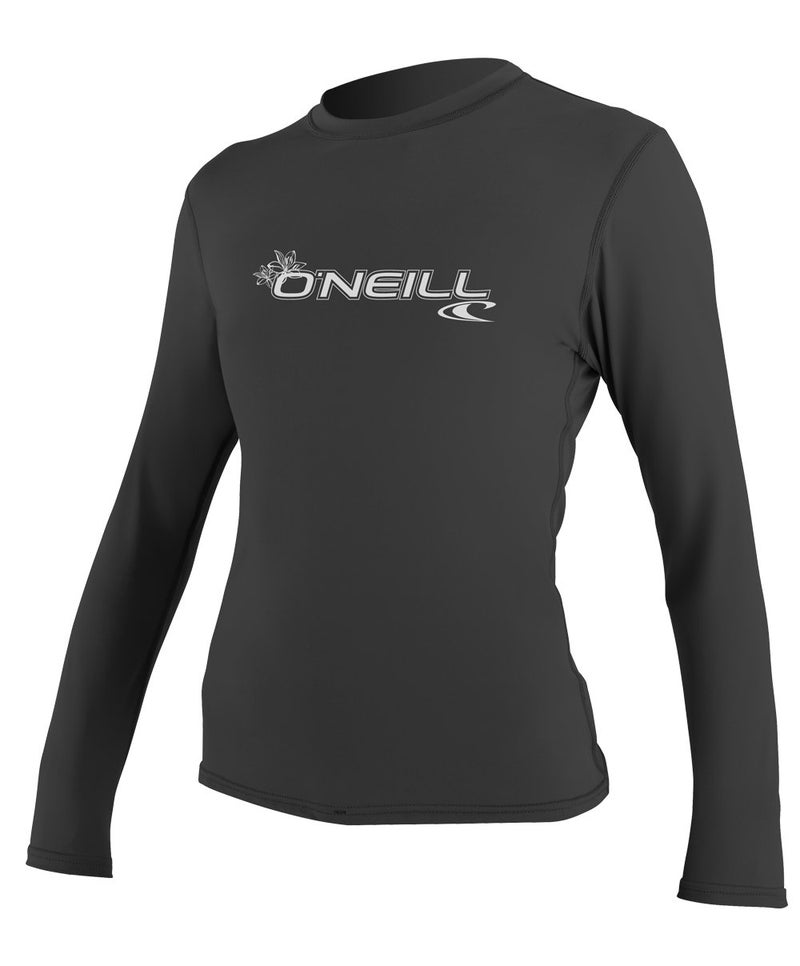 O'Neill UV Sun Protection Womens Basic Skins Long Sleeve Rash Tee Sun Rash Guard, Black, X-Small, Black, X-Small - Image 1