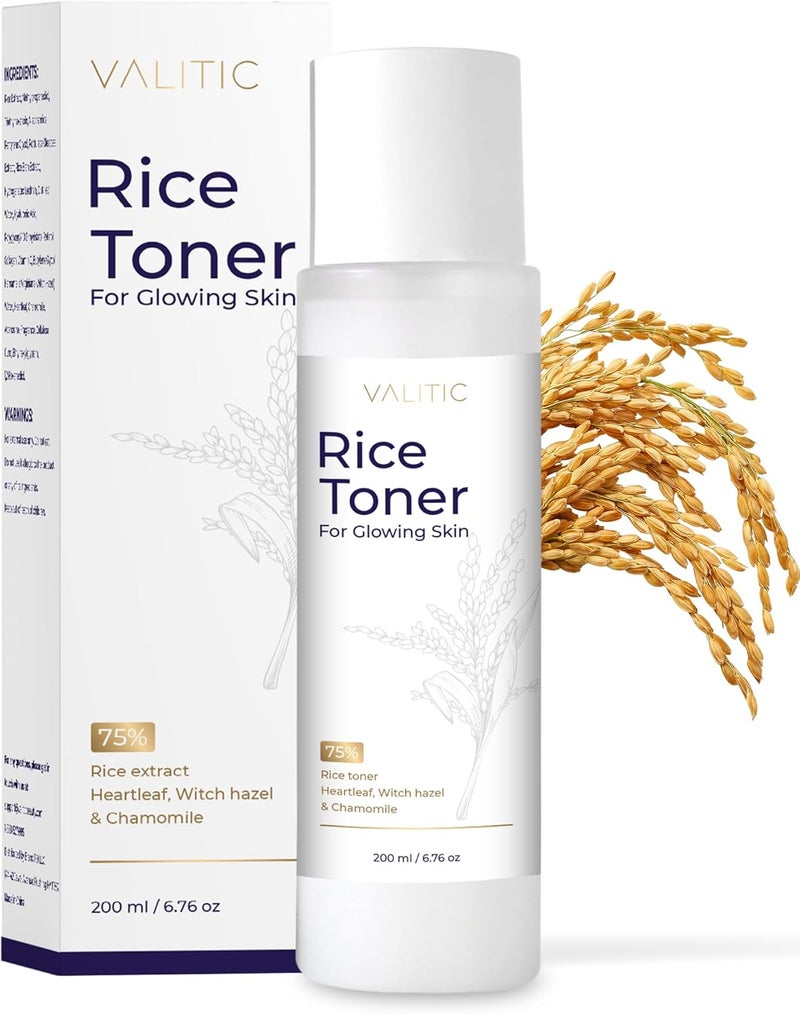 VALITIC Rice Toner  75 Rice Extract Milky Toner for Face with Niacinamide Heartleaf Witch Hazel and Chamomile Essence  Facial Glass Skin Hydrating Skin Care  200 ml 676 fl oz