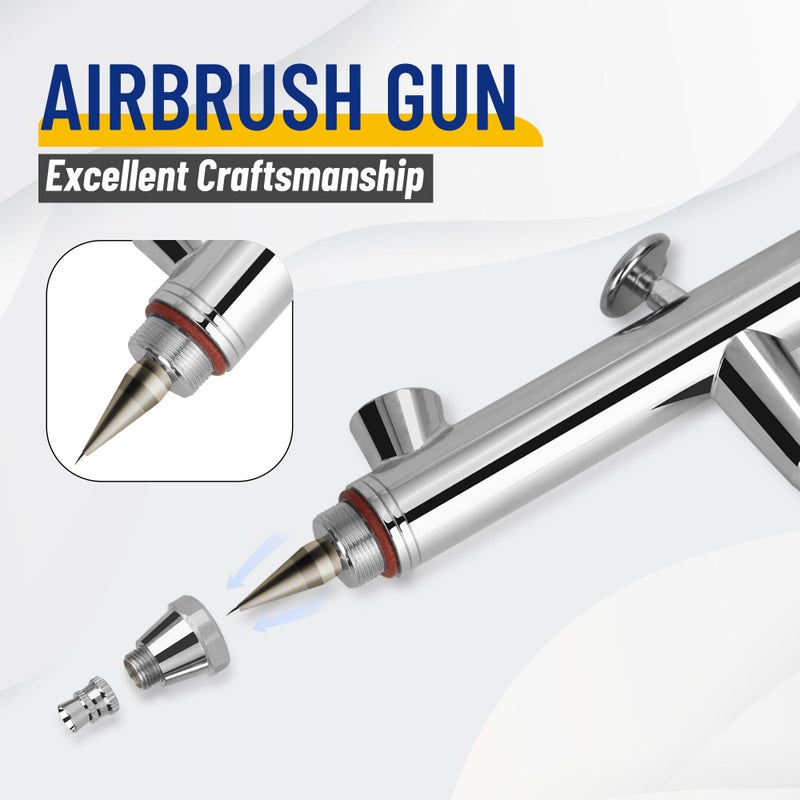 Fengda Timbertech Multi-Purpose Airbrush Set, AG-183K Dual-Action Gravity Feed Airbrush Kits with 0.3/0.5/0.8mm Needles, 2/5/13CC Fluid Cup for Cake Decorating, Painting, Tattoo, Models Art - Image 4