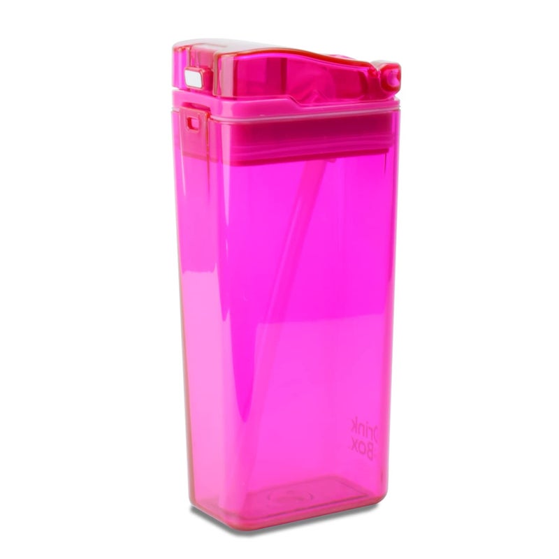 Precidio Design Drink in the Box EcoFriendly Reusable Juice Box Container 12 ounce Pink