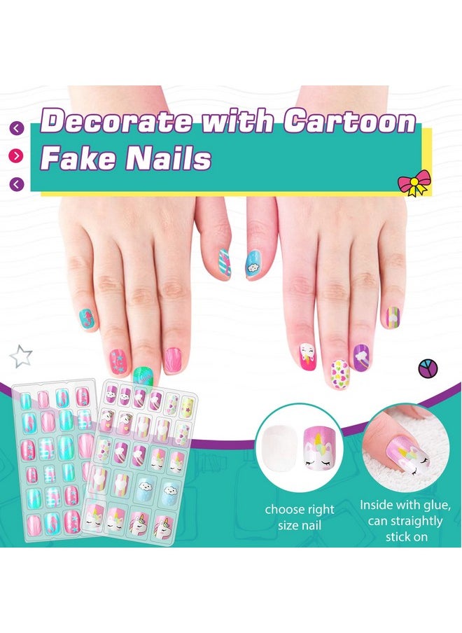 Amagoing - Amagoing Nail Art Kit for Girls, Kids Nail Polish Play Set with Nail Dryer, 2 in 1 Nail Pens,Sticky Cartoon Fake Nail, DIY Sticker, Nail Studio Decoration Birthday Christmas Gift for Kids Age 6-12 - Image 1