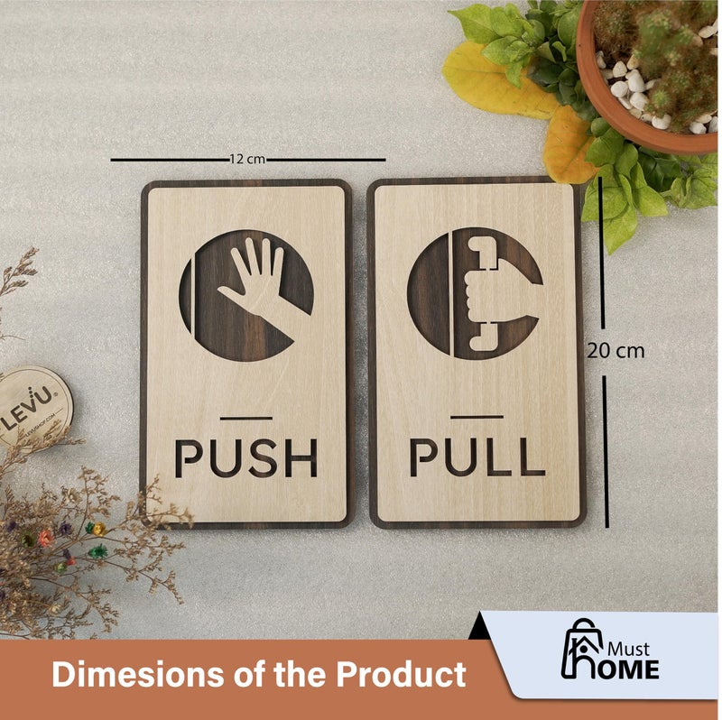MustHome Push pull stickers for door | Push Pull Stickers for Glass door | Self Adhesive | Wooden | Push and Pull Signage Board for Office, Business Shop, Restaurant, Stores Cafes Shops, Hotel Sticker Combo - Image 4