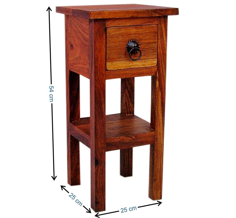 vm decor Sheesham Wood Furniture Bed Side End Tables with 1 Drawer for Living Room Natural Brown Finish Specially Designed Quality Certified Furniture for Home Living Room Bedroom Guest Room - Image 3