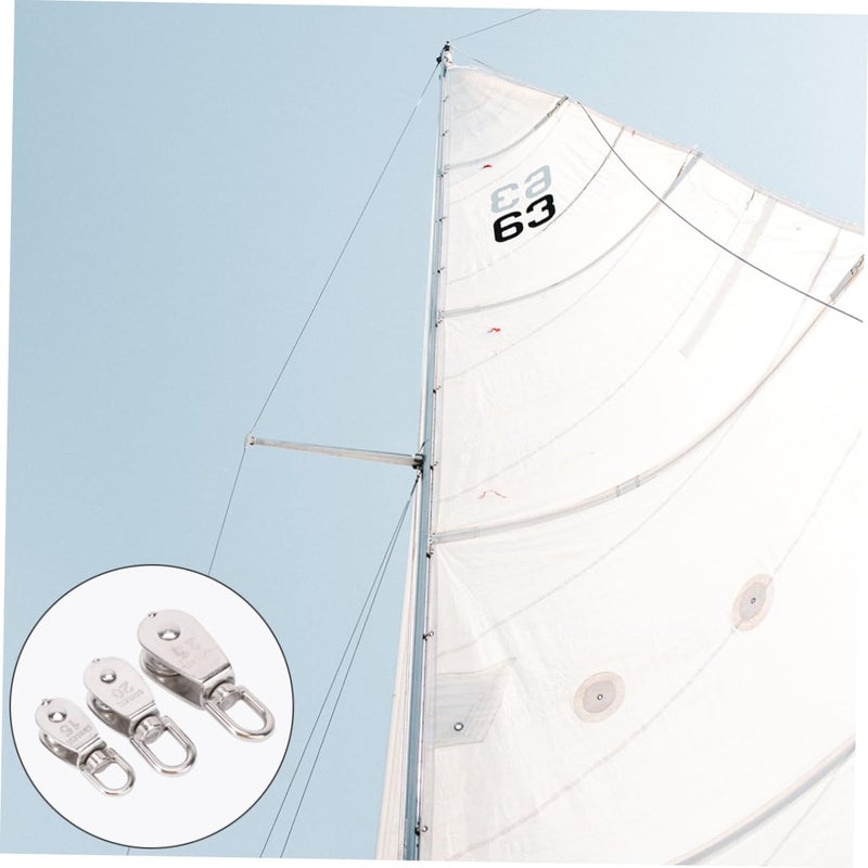 Single Wheel Steel Wire Pulley 360 Degree Rotating Knot Free Rope 3 Pack - Image 5