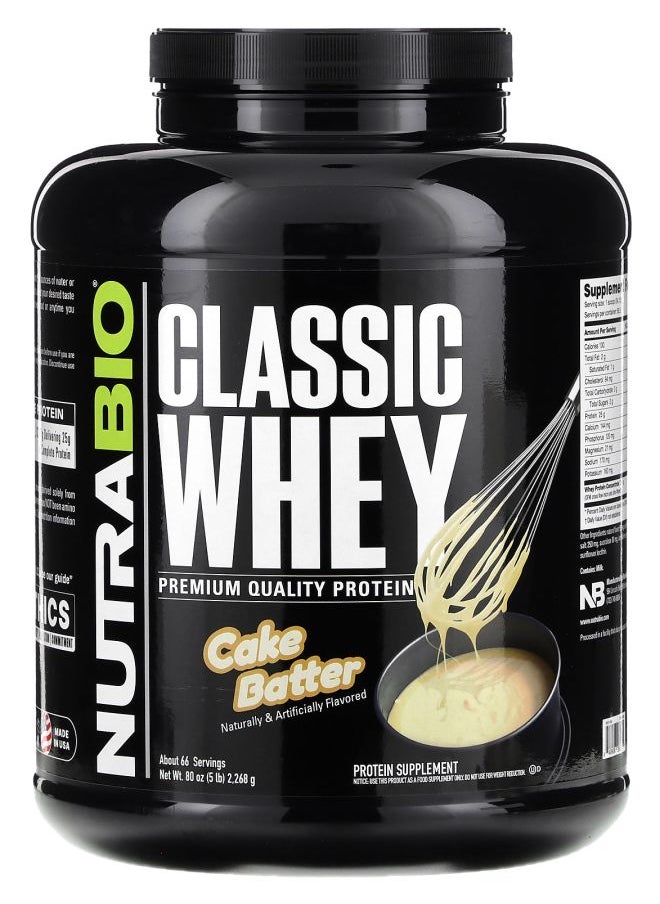 NutraBio Classic Whey Protein Cake Batter 5 lbs (2268 g) 