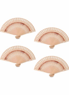 SYOSI Wooden Folding Fan, Vintage Wooden Fan Handheld Folding Fans Sandalwood Hand Fan Wooden Hand Fan Chinese Sandalwood Fan with Tassel for Women Foldable Wedding Favors and Birthday Gifts  - Image 1