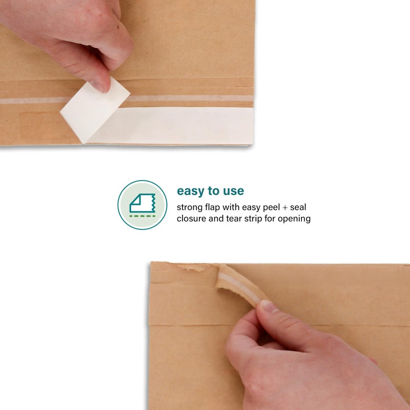 Elementree Small Recyclable Paper Mailers - 11" x 12.5" - 50 Count - Brown Expandable Envelopes & Shipping Bags - Made in the USA - Double-Walled Kraft Paper (00955) - Image 5