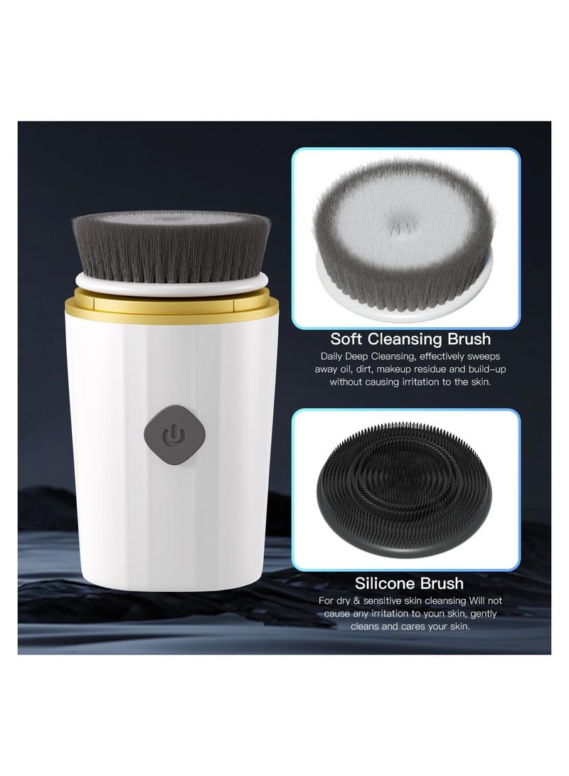 Zikra Facial Cleansing Brush, Portable Face Scrubber, Electric Face Brush Exfoliator Waterproof Spin Cleanser for Exfoliating, Deep Cleansing, Massaging and Travel for Women & Men, for Sensitive Skin(1Pack) - Image 2