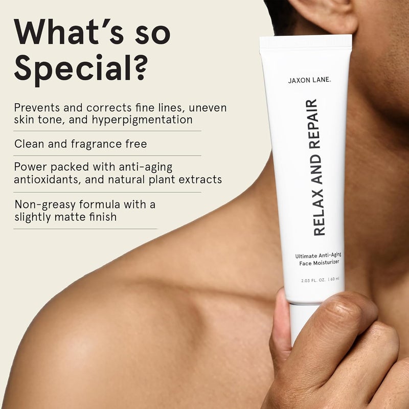 JAXON LANE RELAX AND REPAIR Anti Aging Face Moisturizer for Men Anti Wrinkle Cream Night Cream Eye Cream with Niacinamide Vitamin B3 Hyaluronic Acid Vitamin E Ceramides For Skin 2Tubes - Image 4