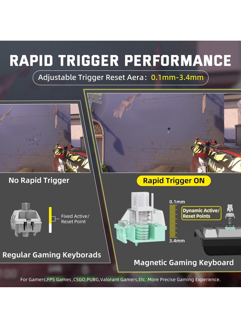 Attack Shark X68PRO HE 60% Wireless Rapid Trigger Gaming Keyboard with Adjustable Actuation,8K Polling Rate,Hall Effect Magnetic Switch,Hot-Swap,RGB Backlit,BT/2.4GHz/Wired,for FPS Games-Moonlit Night - Image 4