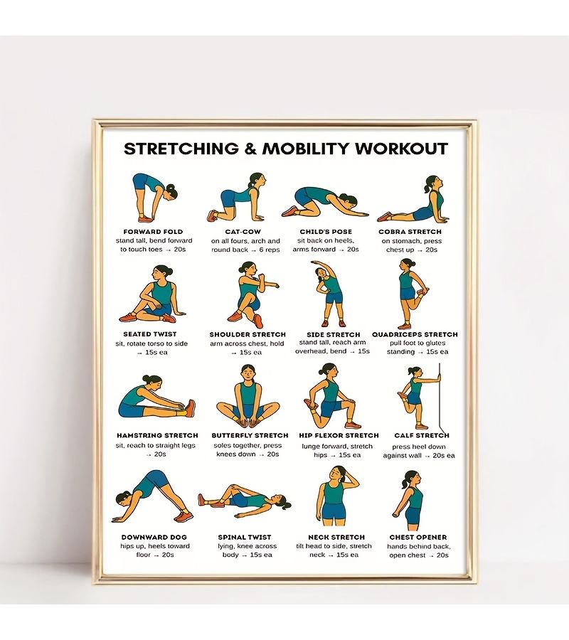 8x10 Inch Stretching Workout Canvas Poster Yoga Pilates Warm Up Exercise Print Home Gym Wall Decor - Image 3
