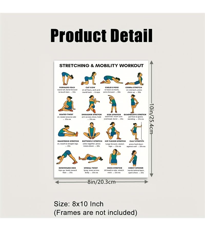 8x10 Inch Stretching Workout Canvas Poster Yoga Pilates Warm Up Exercise Print Home Gym Wall Decor - Image 2