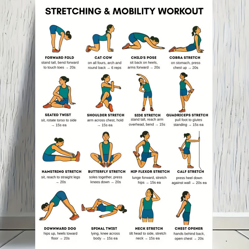 8x10 Inch Stretching Workout Canvas Poster Yoga Pilates Warm Up Exercise Print Home Gym Wall Decor - Image 5