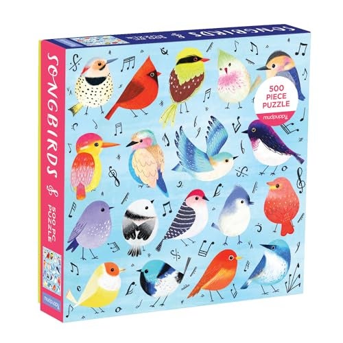 Mudpuppy Songbirds 500 Piece Family Jigsaw Puzzle Illustrated Songbird Puzzle for Families and Adults with Colorful Birds and Music Notes - Image 1