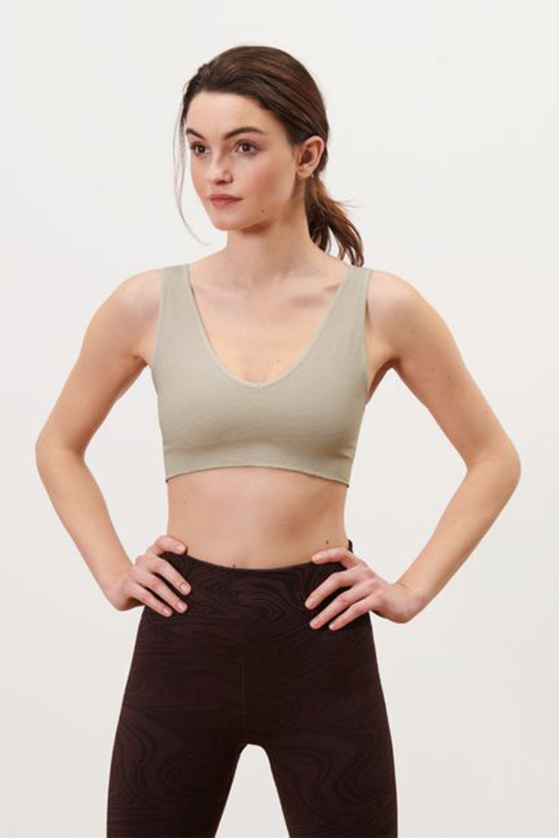 Tchibo Women Non Padded Plain Sports Bra, Beige - Image 1