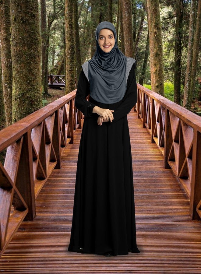 Mehar Hijab's Modest Women's Designed Stylish Polycotton Feel Good Fabric Naaz Hijab XL (Grey-Silver) - Image 2