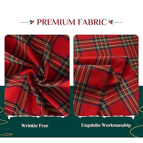 Softalker Christmas Checkered Tablecloth Rectangle - Red Buffalo Plaid Linen Cotton Gingham Xmas Table Cloths, Winter Farmhouse Table Decorations for Dining/Parties/Holiday, 54 x 80 Inch - Image 4