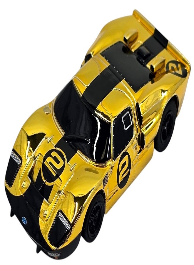 أفكس سيارة سباق AFX Ford GT40 MKII رقم 2، إصدار ذهبي كروم / أسود، هيكل ميجا جي+، حصرية لسيارات السباق ذات نظام HO - Image 1