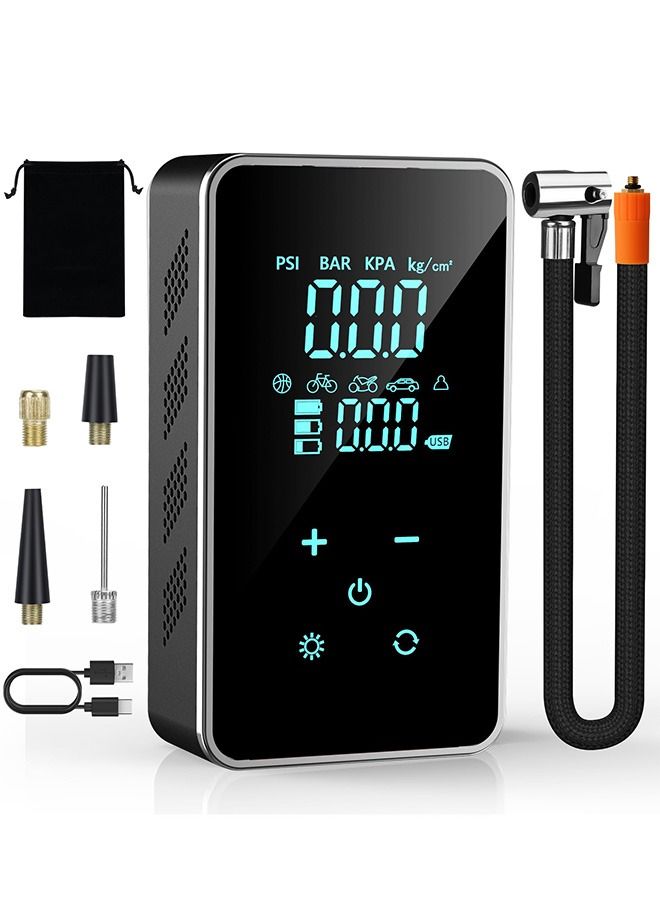 Sakulight Inflator Portable Air Compressor-Air Pump for Car-18000mAh Electric Air Compressor-150 PSI Tire Pump Cordless-Portable Air Pump with Touch Screen/Gauge/Light for Motorcycle, Bike, Ball (Black)  - Image 1