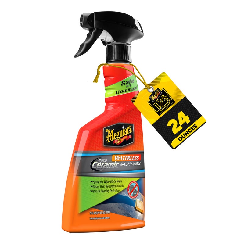 Meguiar's Hybrid Ceramic Waterless Wash & Wax - Waterless Car Wash Spray with Ceramic Chemistry for a Slick, Protective Barrier - No-Scratch Formula for Glossy Paint and Ceramic Coatings, 24 Oz - Image 1