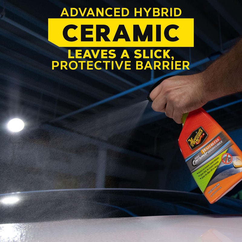Meguiar's Hybrid Ceramic Waterless Wash & Wax - Waterless Car Wash Spray with Ceramic Chemistry for a Slick, Protective Barrier - No-Scratch Formula for Glossy Paint and Ceramic Coatings, 24 Oz - Image 5